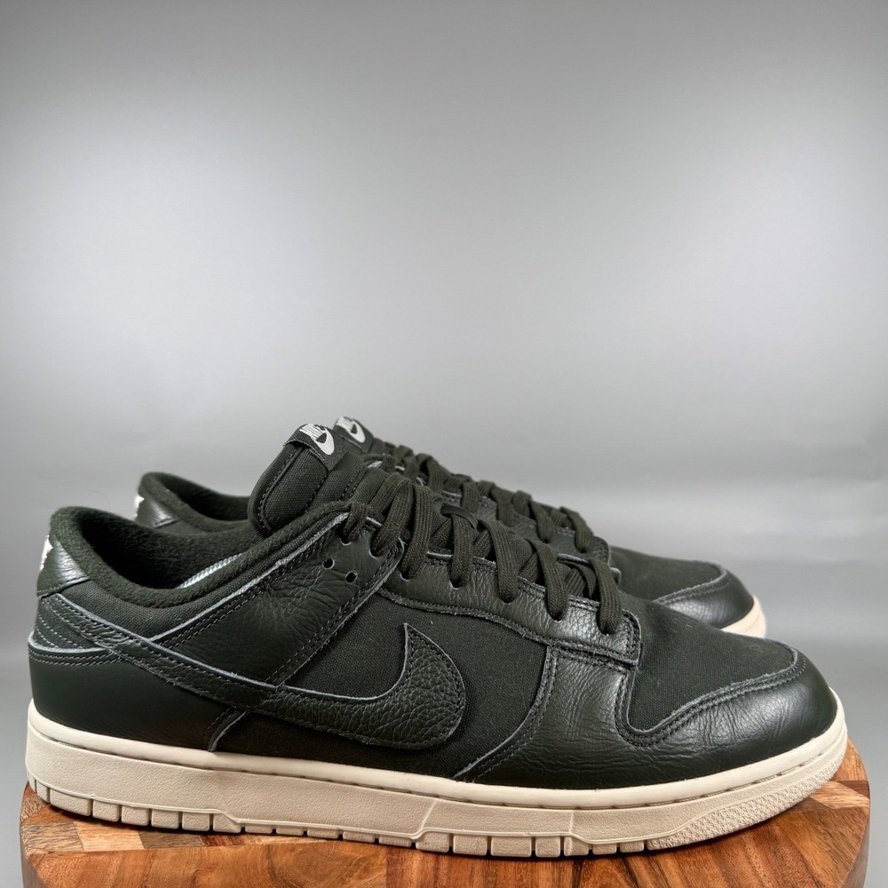Nike Dunk Low Retro Premium Sequoia Mens 13 DZ2538-300 Dark Green Leather Canvas